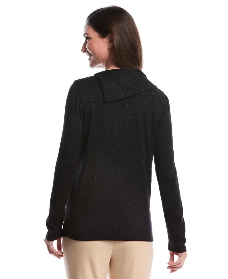 Rafaella Petite Split Collar Long Sleeve Top