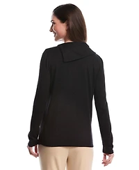 Rafaella Petite Split Collar Long Sleeve Top