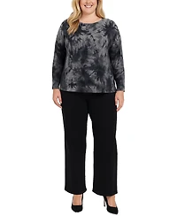 Coin 1804 Plus Tie Dye Cozy Button Shoulder Long Sleeve Top