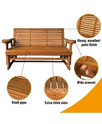 Mega Casa Patio Glider with Cup Holders, High Roll Back and Deep Contoured Seat, 3-Seater, Heavy Duty 800 Lb, 5 Feet (Brown, 3-Seater)