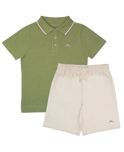 Tommy Bahama Boys 2 Piece Classic Polo Shirt and Shorts Back to School Set