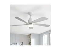 52-inch Modern Stylish White 5-Blade Ceiling Fan with Remote Control and Light Source