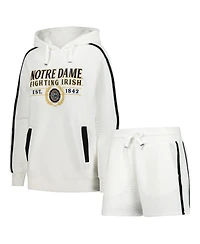 Gameday Couture Men's Cream Notre Dame Fighting Irish Down, Set, Go Hoodie and Shorts Lounge Set