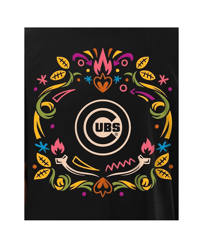 New Era Men's Black Chicago Cubs Dia de los Muertos Washed Oversized T-Shirt