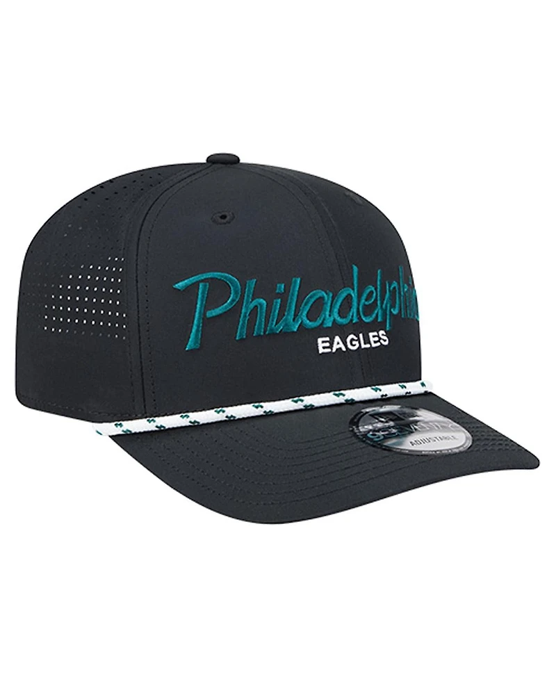 New Era Men's Black Philadelphia Eagles Script 9SEVENTY Adjustable Hat