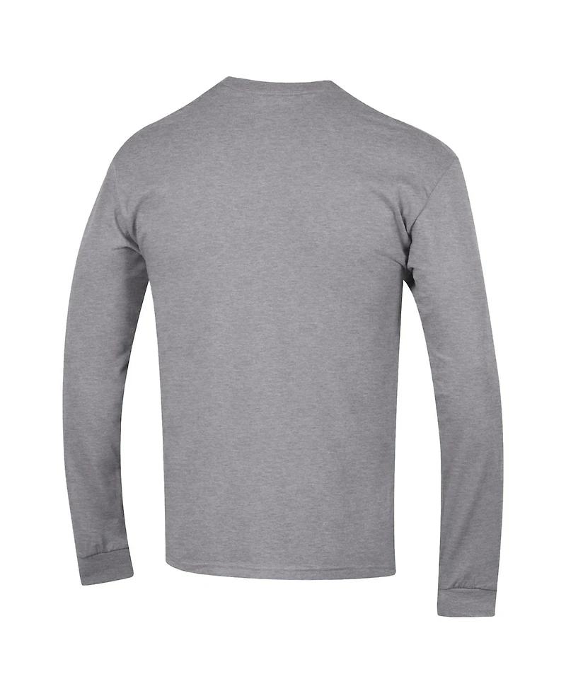 Champion Men's Heather Gray Georgia Bulldogs Arch Over Logo 2-Hit Long Sleeve T-Shirt