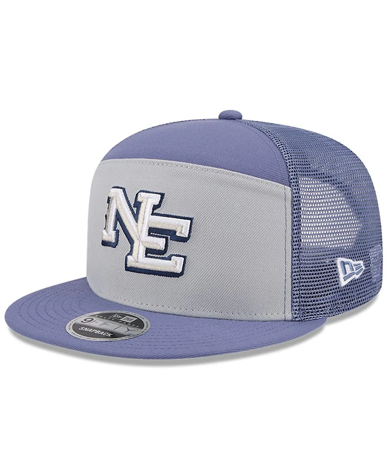 New Era Men's Gray/Meadow Blue New England Patriots 2025 Rivalries Collection Team Split Panel 9FIFTY Snapback Hat