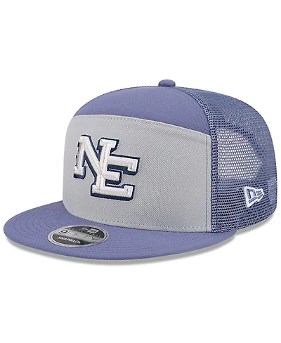 New Era Men's Gray/Meadow Blue New England Patriots 2025 Rivalries Collection Team Split Panel 9FIFTY Snapback Hat