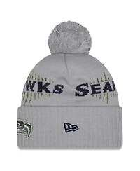 New Era Men's Wolf Gray Seattle Seahawks 2025 Rivalries Collection Sideline Cuffed Pom with Knit Hat