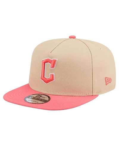 New Era Men's Light Beige/Coral Cleveland Guardians Color Pack A-Frame 9FIFTY Snapback Hat