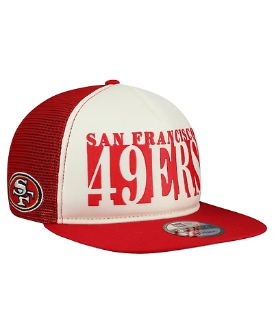 New Era Men's Cream/Scarlet San Francisco 49ers Cutout A-Frame 9FIFTY Snapback Hat
