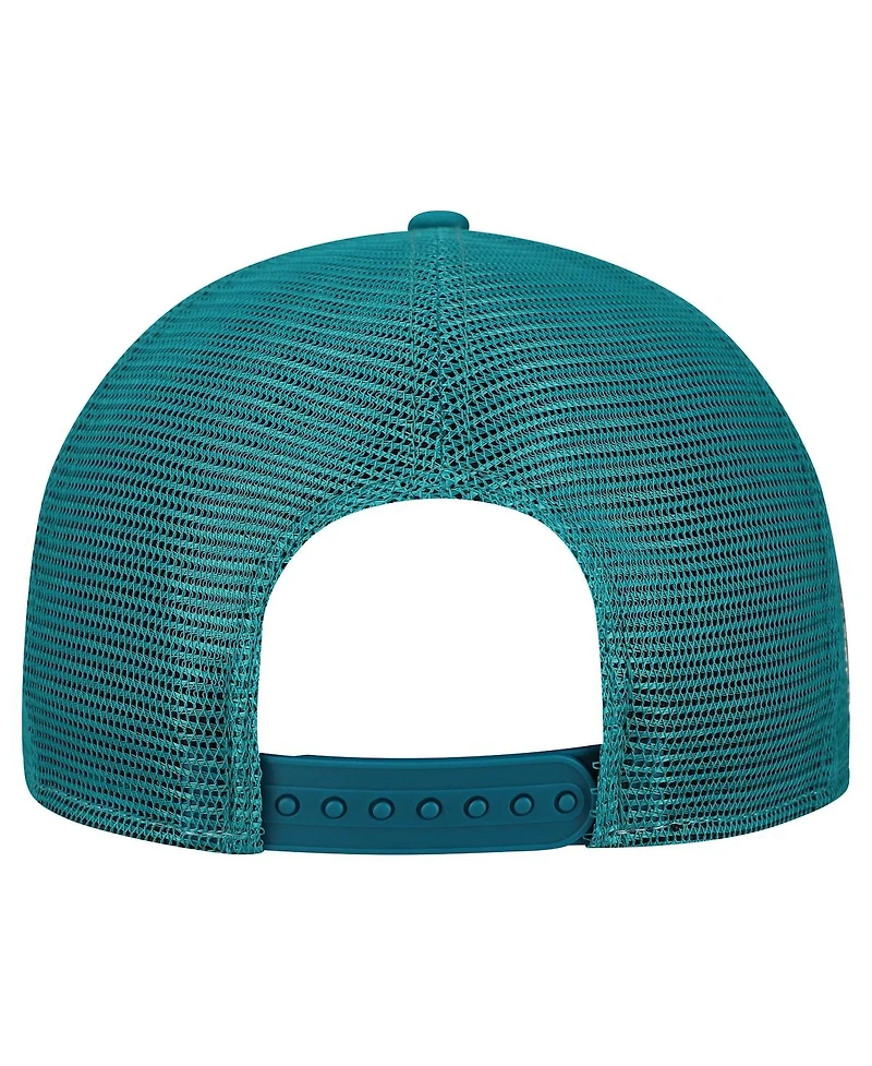 New Era Men's Cream/Aqua Miami Dolphins Throwback Cutout A-Frame 9FIFTY Snapback Hat