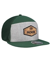 New Era Men's Gray/Green Green Bay Packers Cork Split Panel 9FIFTY Trucker Snapback Hat