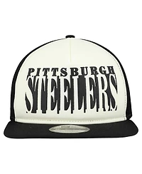 New Era Men's Cream/Black Pittsburgh Steelers Cutout A-Frame 9FIFTY Snapback Hat