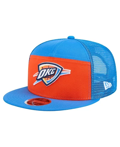 New Era Men's Orange/Blue Oklahoma City Thunder Outdoor Split Panel 9FIFTY Snapback Hat