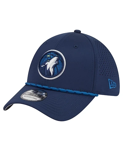 New Era Men's Navy Minnesota Timberwolves Featherweight Poly Rope Flex 39Thirty Hat