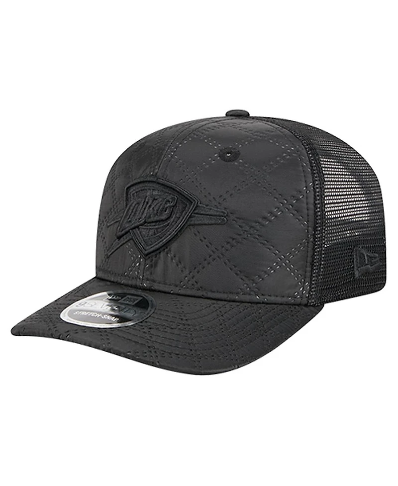 New Era Men's Black Oklahoma City Thunder Quilted 9SEVENTY Trucker Adjustable Hat