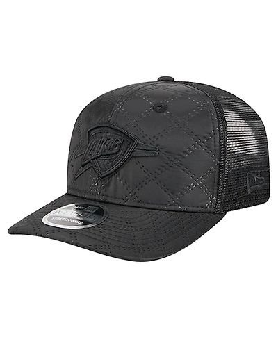 New Era Men's Black Oklahoma City Thunder Quilted 9SEVENTY Trucker Adjustable Hat