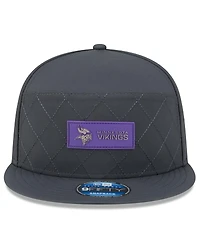 New Era Men's Charcoal Minnesota Vikings 2025 Sideline Cold Weather Split Panel 9FIFTY Snapback Hat