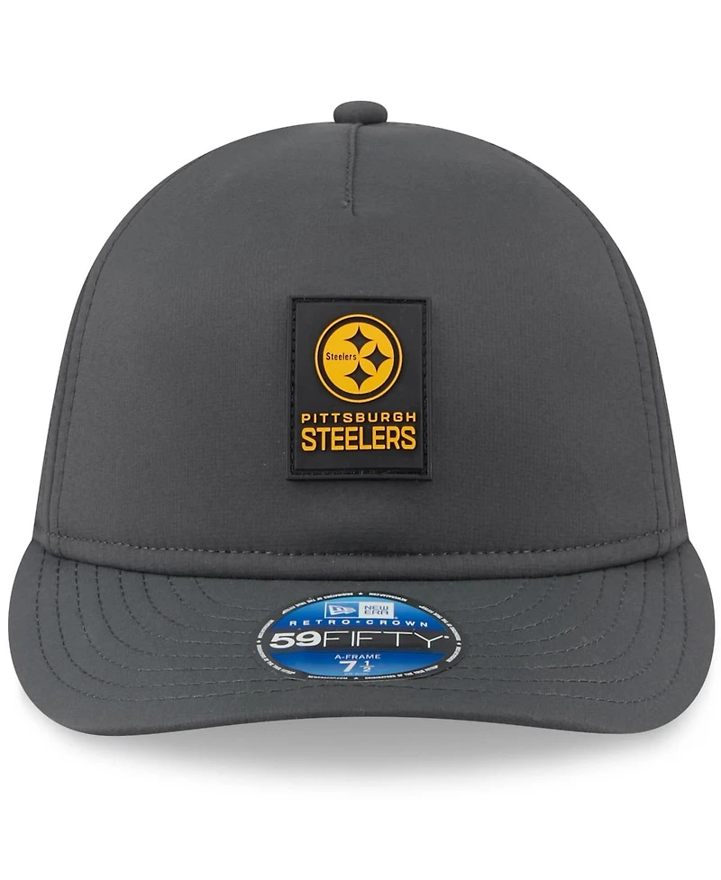 New Era Men's Charcoal Pittsburgh Steelers 2025 Sideline Cold Weather Retro Crown 59FIFTY Fitted Hat