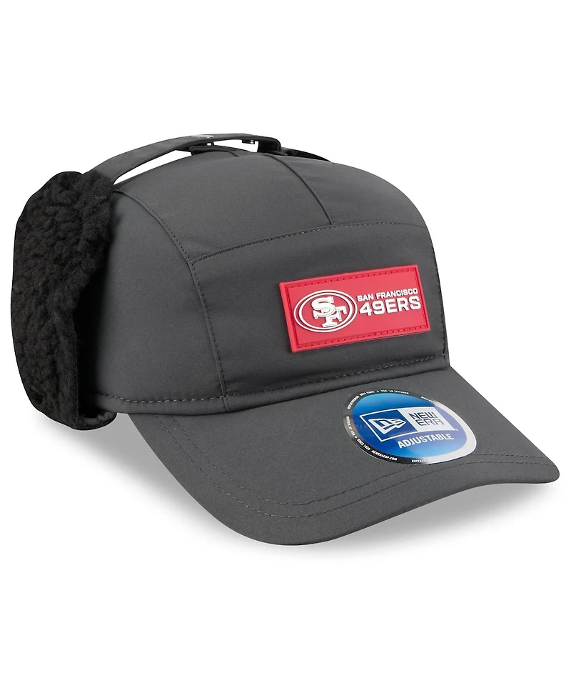 New Era Men's Charcoal San Francisco 49ers 2025 Sideline Cold Weather Runner Dog Ear Adjustable Hat