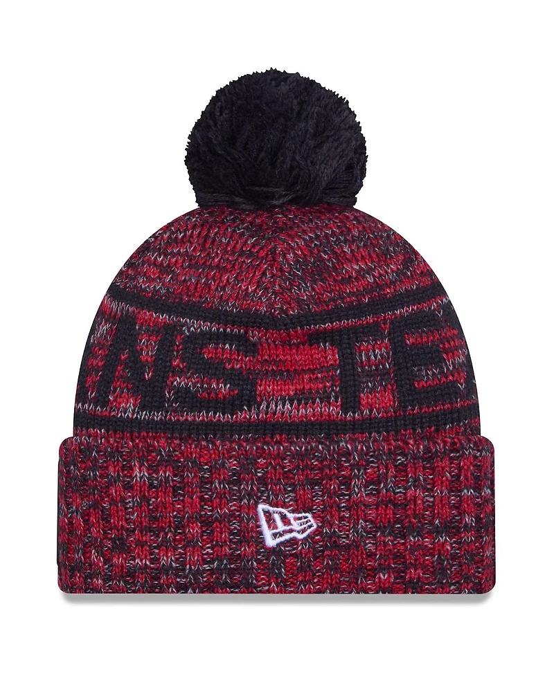 New Era Men's Red Houston Texans 2025 Sideline Cold Weather Cuffed Pom with Knit Hat