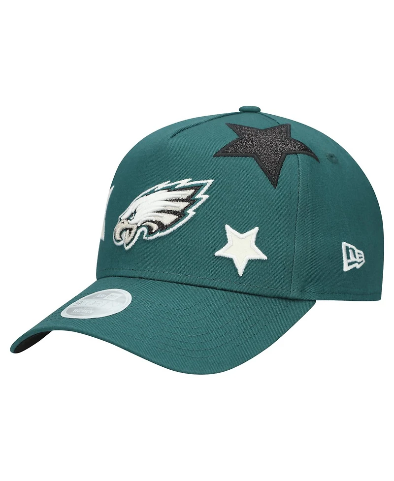 New Era Women's Midnight Green Philadelphia Eagles Stardom A-Frame 9FORTY Adjustable Hat