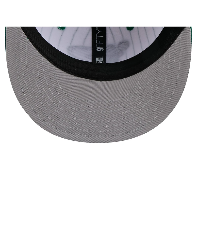 New Era Men's White Boston Celtics Deceptor Pinstripe 9FIFTY Snapback Hat