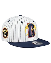 New Era Men's White Denver Nuggets Deceptor Pinstripe 9FIFTY Snapback Hat