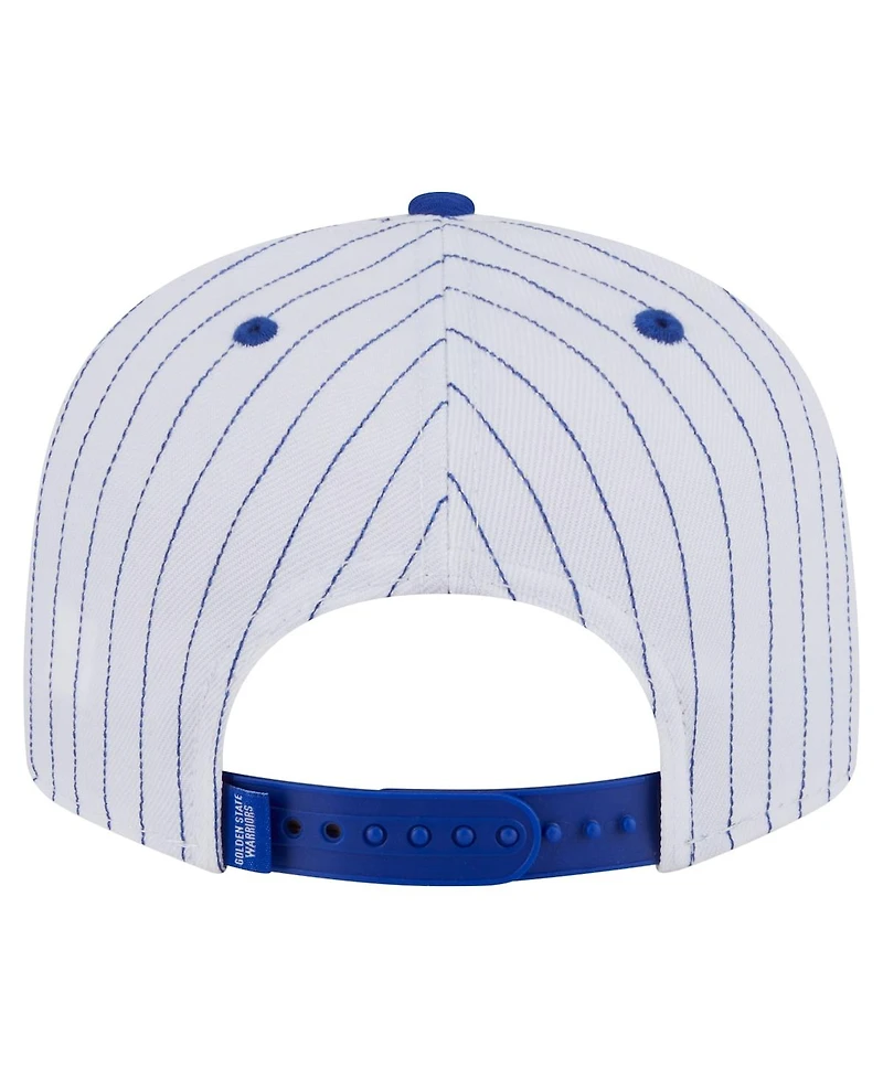 New Era Men's White Golden State Warriors Deceptor Pinstripe 9FIFTY Snapback Hat