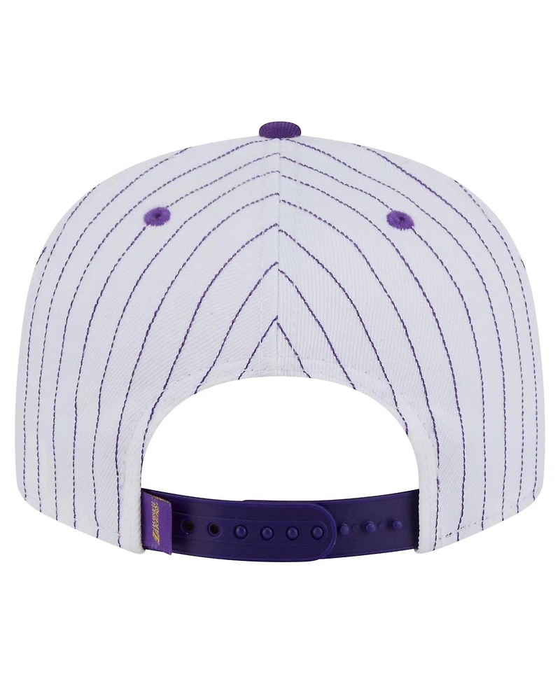 New Era Men's White Los Angeles Lakers Deceptor Pinstripe 9FIFTY Snapback Hat
