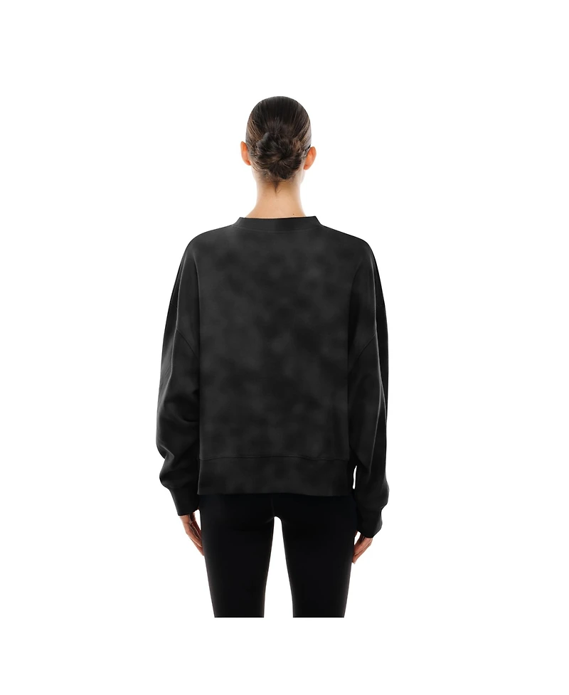 New Era Women's Black Boston Bruins Oversized Throwback Mineral Wash Sweatshirt