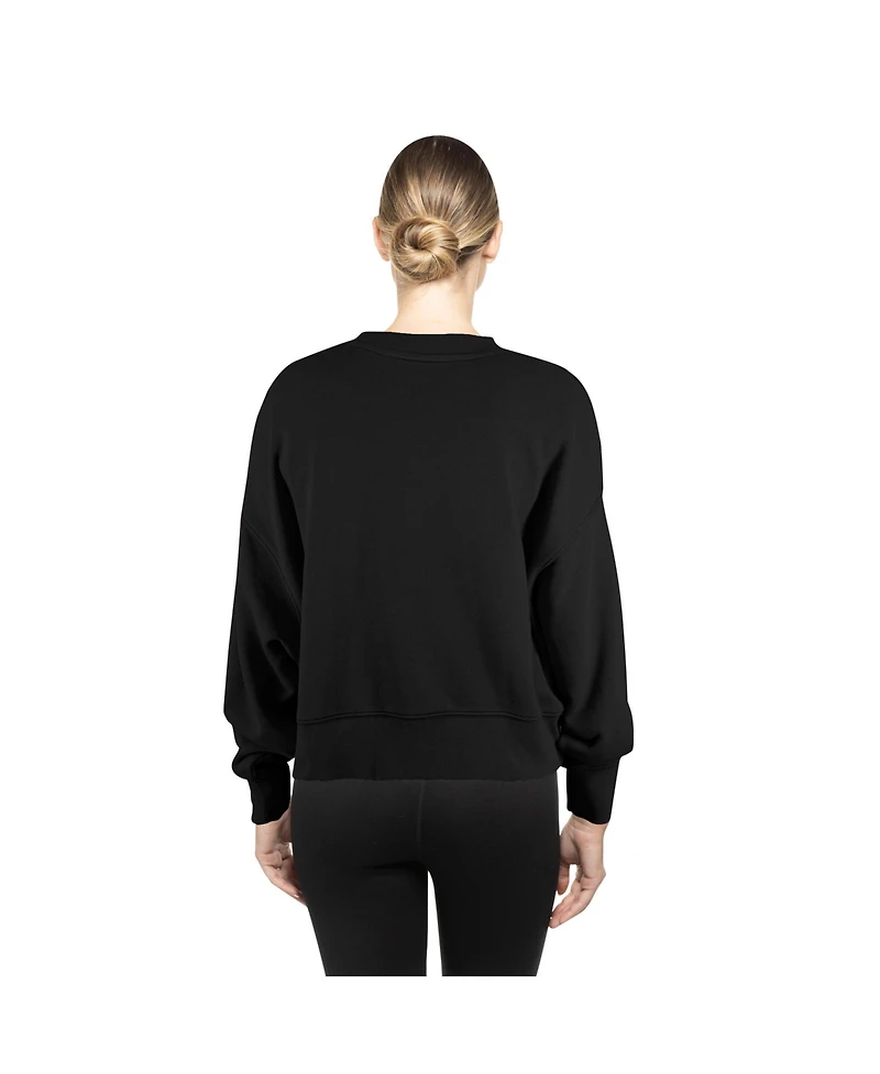 New Era Women's Black Minnesota Vikings Oversized Throwback Mineral Wash Crew Neck Sweatshirt