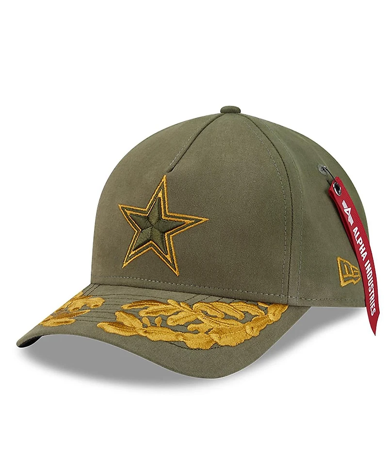 New Era x Alpha Men's Industries Olive Dallas Cowboys A-Frame 9FORTY Adjustable Hat