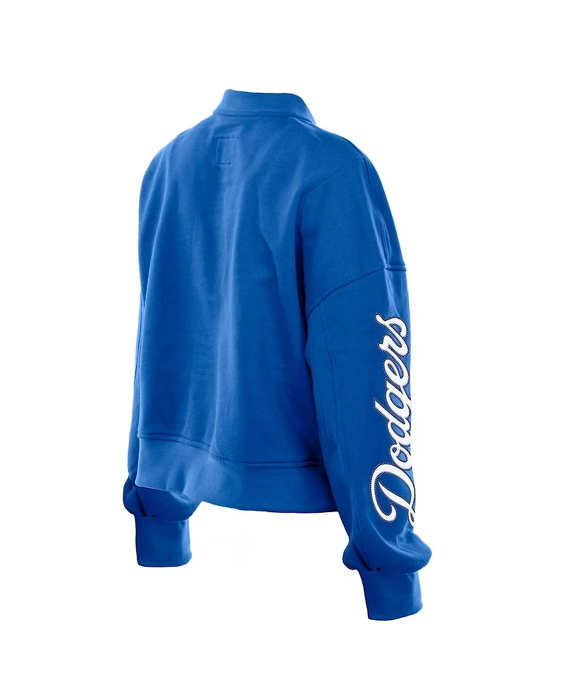 New Era x Alpha Women's Industries Royal Los Angeles Dodgers Cropped Full-Zip Jacket