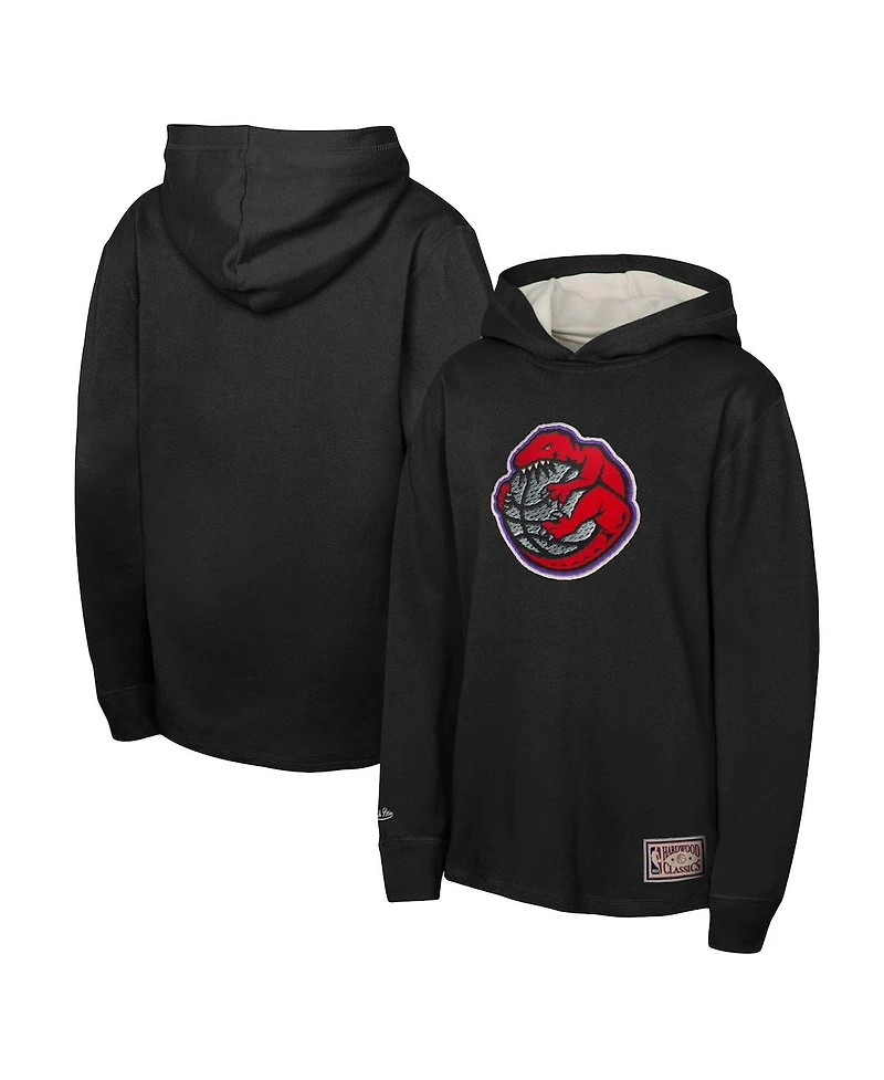 Mitchell & Ness Big Boys and Girls Black Toronto Raptors Hardwood Classics Lightweight Thermal Long Sleeve Hoodie T-Shirt