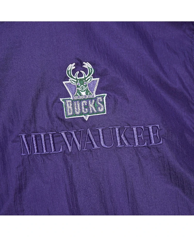 Mitchell & Ness Men's and Women's Purple Milwaukee Bucks Hardwood Classics Team Og 3.0 Anorak Half-Zip Windbreaker Jacket