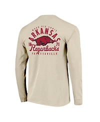 Image One Men's Natural Arkansas Razorbacks Comfort Colors Mascot Overlay Long Sleeve T-Shirt