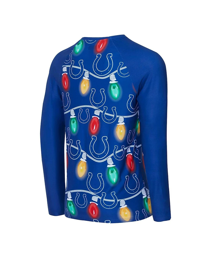 Concepts Sport Men's Royal Indianapolis Colts Garland Knit Raglan Long Sleeve Top and Pants Set