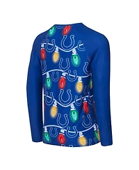 Concepts Sport Men's Royal Indianapolis Colts Garland Knit Raglan Long Sleeve Top and Pants Set