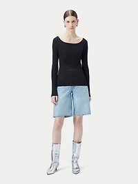 Gobi Cashmere Juniors' Ribbed Cotton Silk Cashmere Blend Sweater