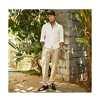 Campus Sutra Men's Daisy White Breezy-Weave Shirt