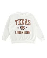 Gameday Couture Women's White Texas Longhorns Premium Fleece Drop Shoulder Oversized Pullover Sweatshirt