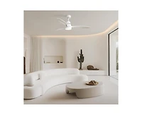 Sofucor 52-inch Simple and Grand Style White 3-Blade Ceiling Fan with Remote Control and Light Source