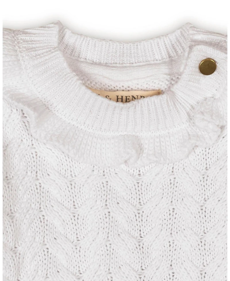 Hope & Henry Little and Big Girls' Organic Chunky Ruffle Edge Sweater Dress