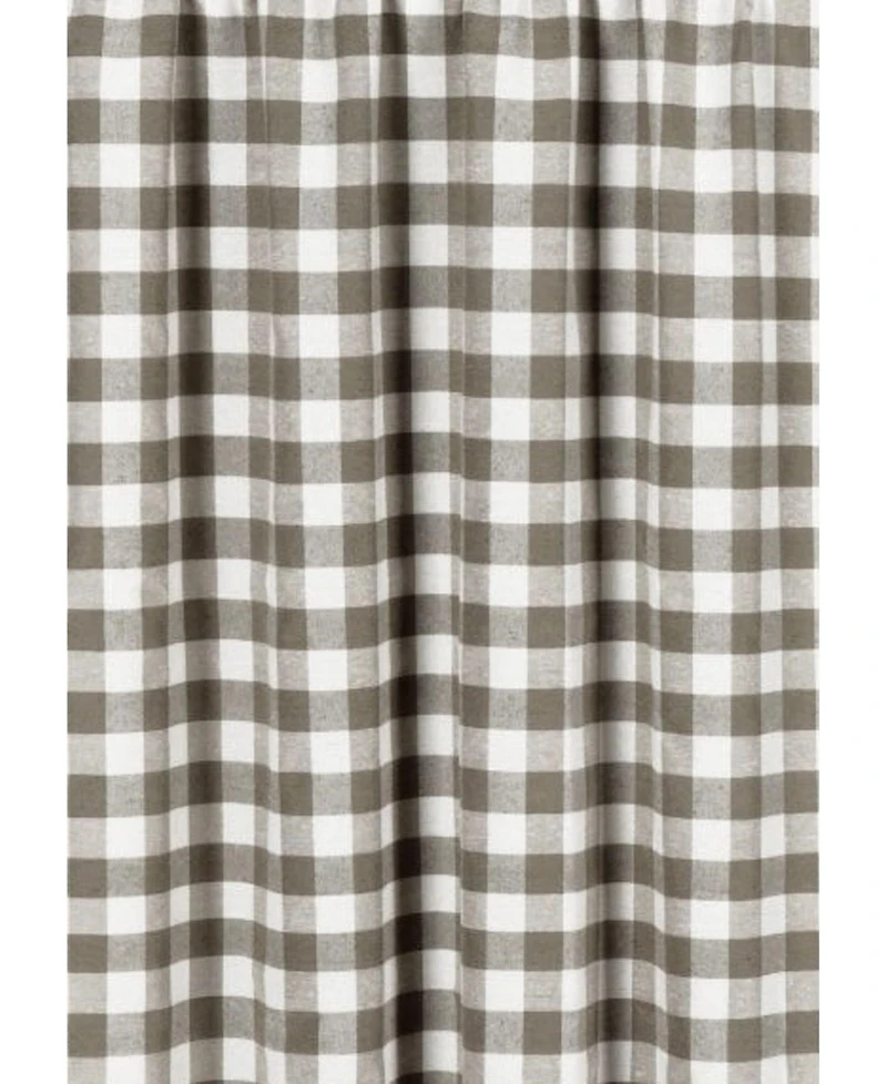 Kate Aurora Complete 3 Piece Country Farmhouse Plaid Kitchen Curtain Tier & Valance Set - Muted Taupe