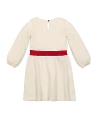 Hope & Henry Toddler Girls Organic Embroidered Skater Sweater Dress with Bow