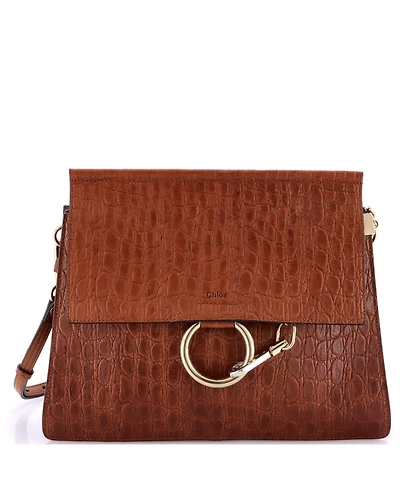 Pre-Owned Chloe Medium Faye Shoulder Bag Embossed Leather