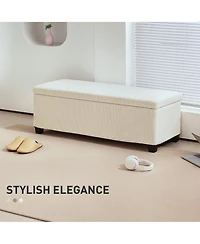 Homcom 44" Storage Ottoman Bench with Lid, Leg, Foot Rest,