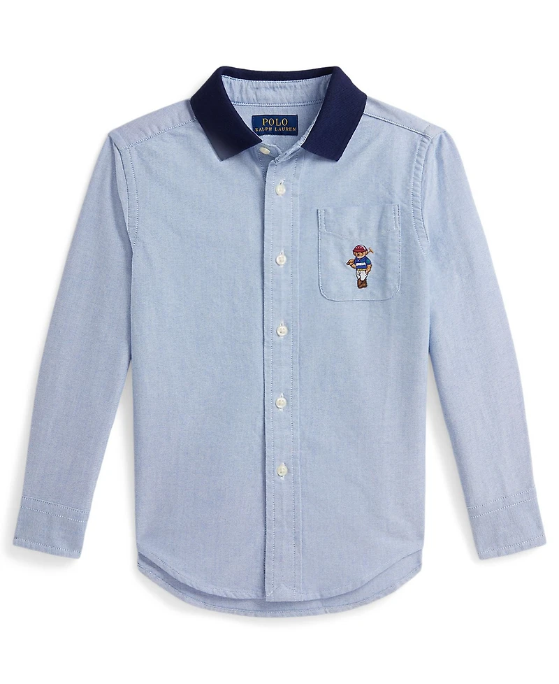 Polo Ralph Lauren Boys 2-7 Bear Oxford Knit-Collar Shirt